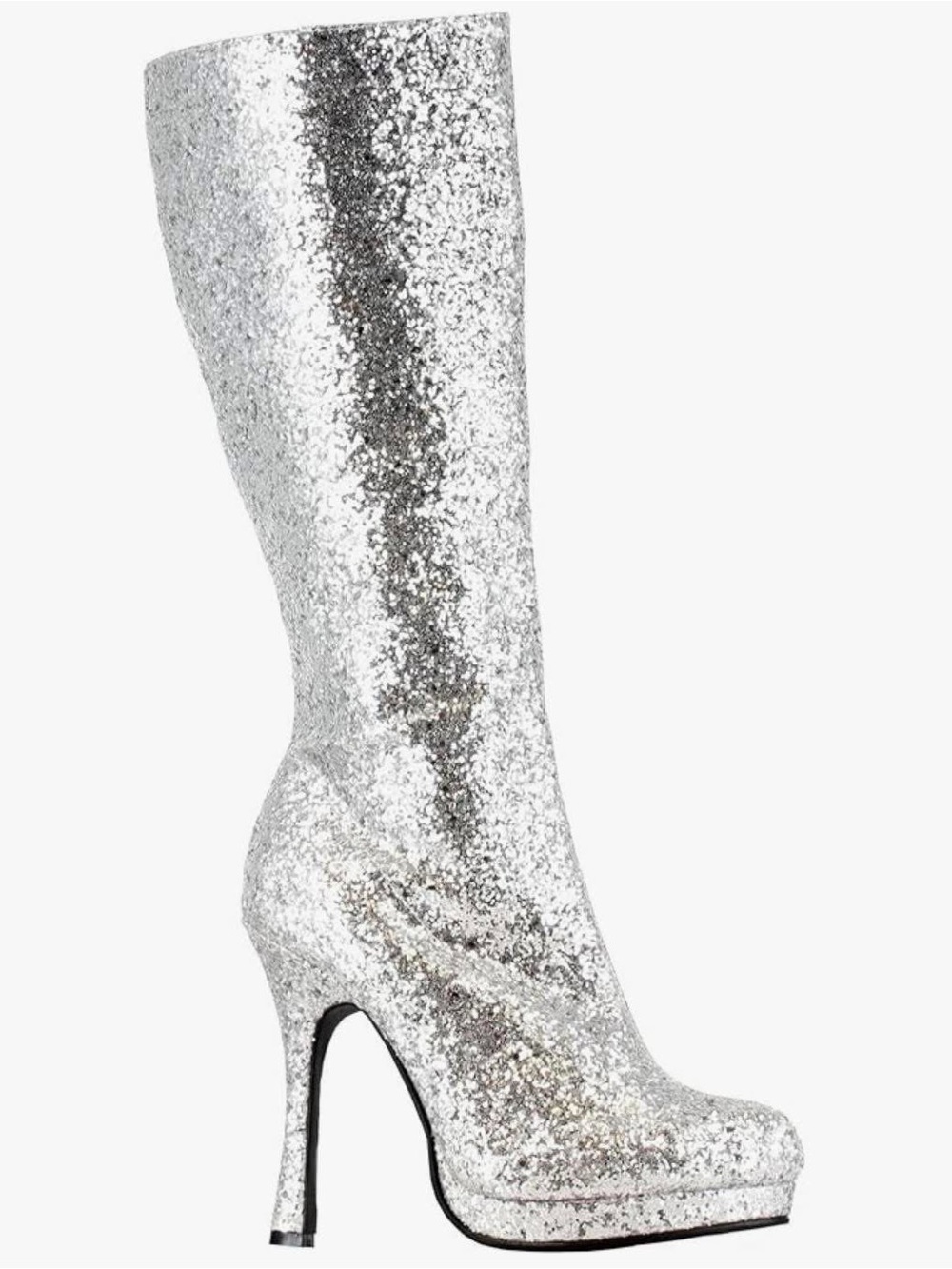 Silver Sequin Knee-High Boots